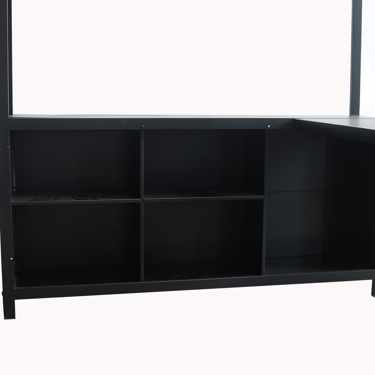 HOCHBETT aus Eisen und Spanplatte 140x200 cm Schwarz mit Schreibtisch, Kleiderschrank und Stauraum - Schwarz, Metall (140/200cm) - IVMEU
