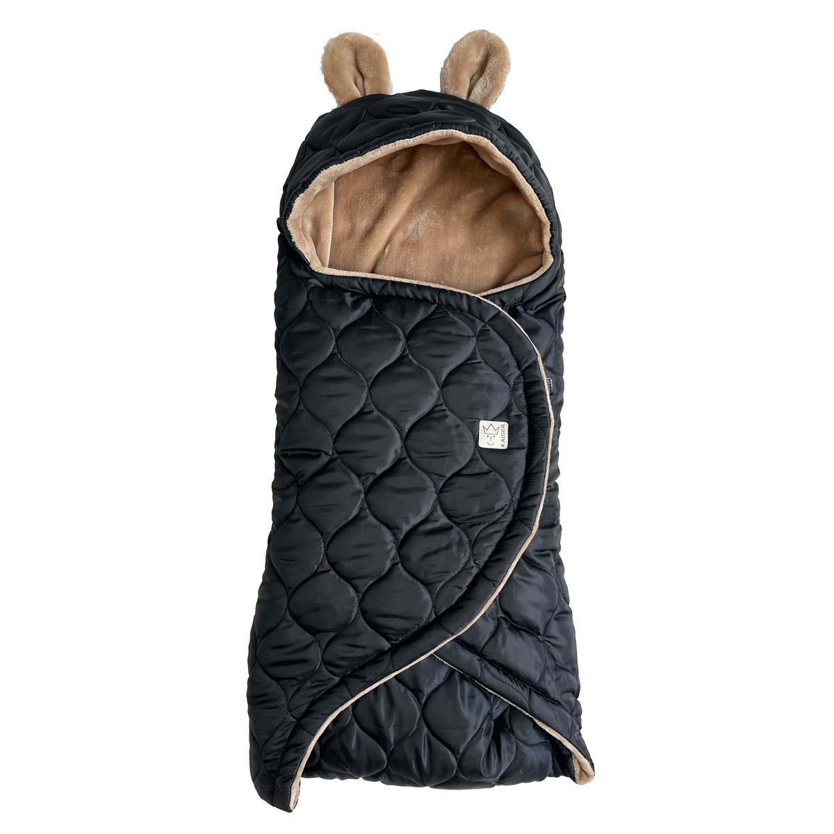 BABYSCHALENWRAP Recy Small, black/light brown - Schwarz/Braun, Textil (32/7/77cm) - Kaiserbaby