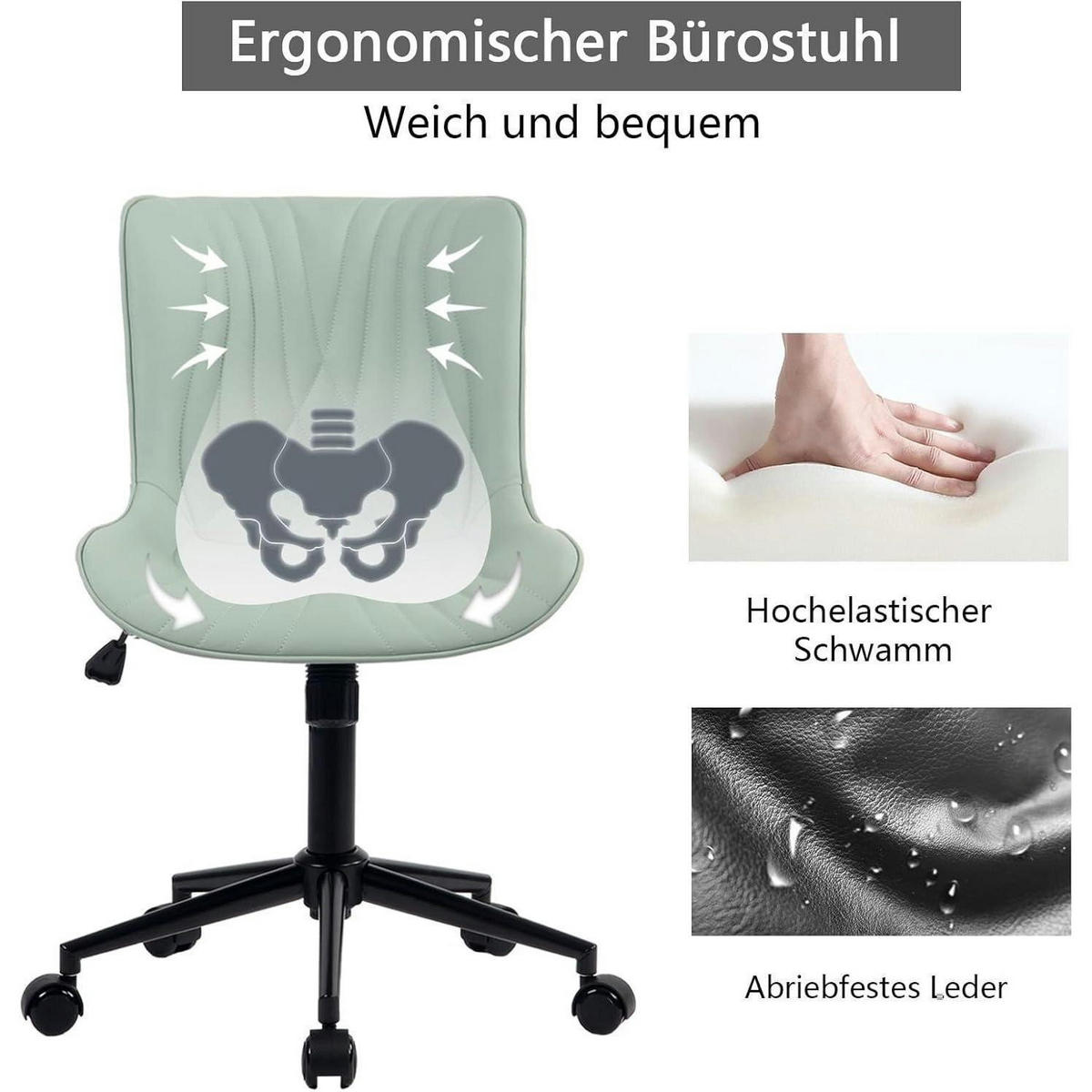 BÜROSTUHL Ergonomisch Mintgrün - Hellgrün, Kunststoff (60/78.5/42.4cm)