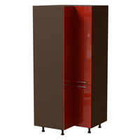 ECKVORRATSSCHRANK Brerra D24N/207 Lava / RAL 3002 karminrot Hochglanz 90 / 90 / 207cm - Dunkelgrau/Rot, Holz/Holzwerkstoff (90/207/90cm) - Feldmann-Wohnen