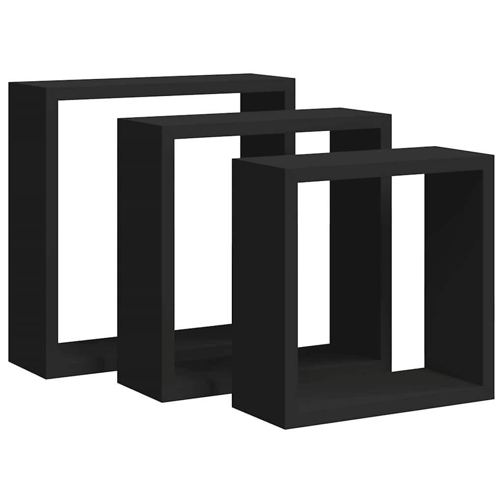 vidaXL Wandregalset Schwarz 30x30x10 cm