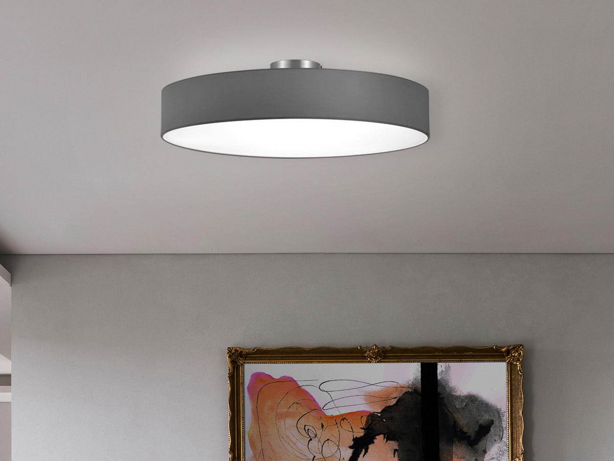 LED-DECKENLAMPE Ø65cm, Lampenschirm Stoff Grau - Grau, Textil (65/65/17cm) - meineWunschleuchte