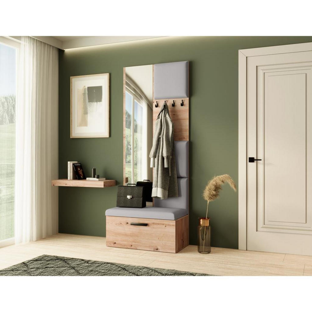 Thumbnail - Beautysofa Garderobe, Eiche Artisan, Grau, Kunststoff, 81x203x43 cm, Garderobe, Garderoben-Sets & Serien, Garderoben-Set...