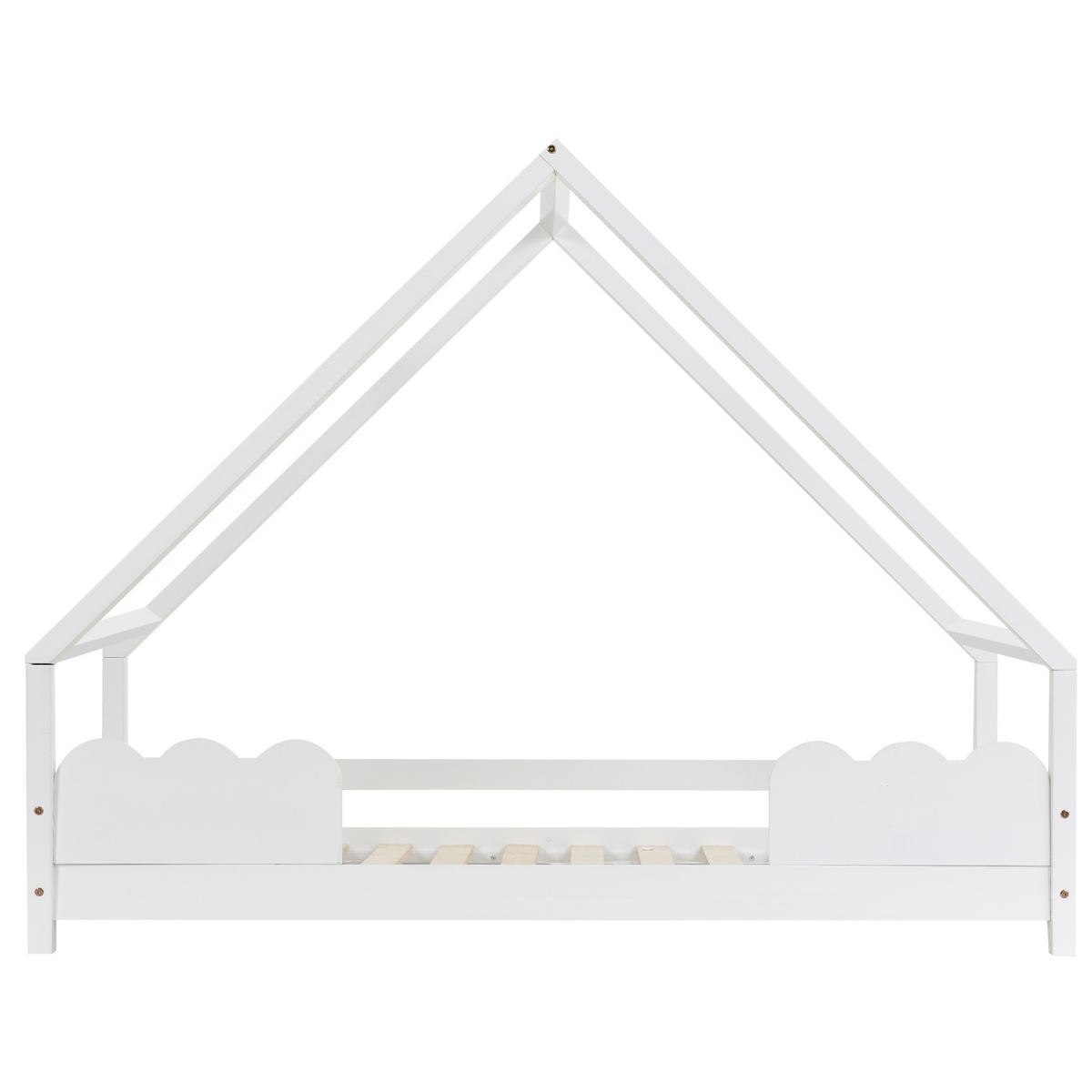 HAUSBETT 90x200cm Weiß Mit Rausfallschutz - Weiß, Holzwerkstoff (90/200cm) - FLIEKS