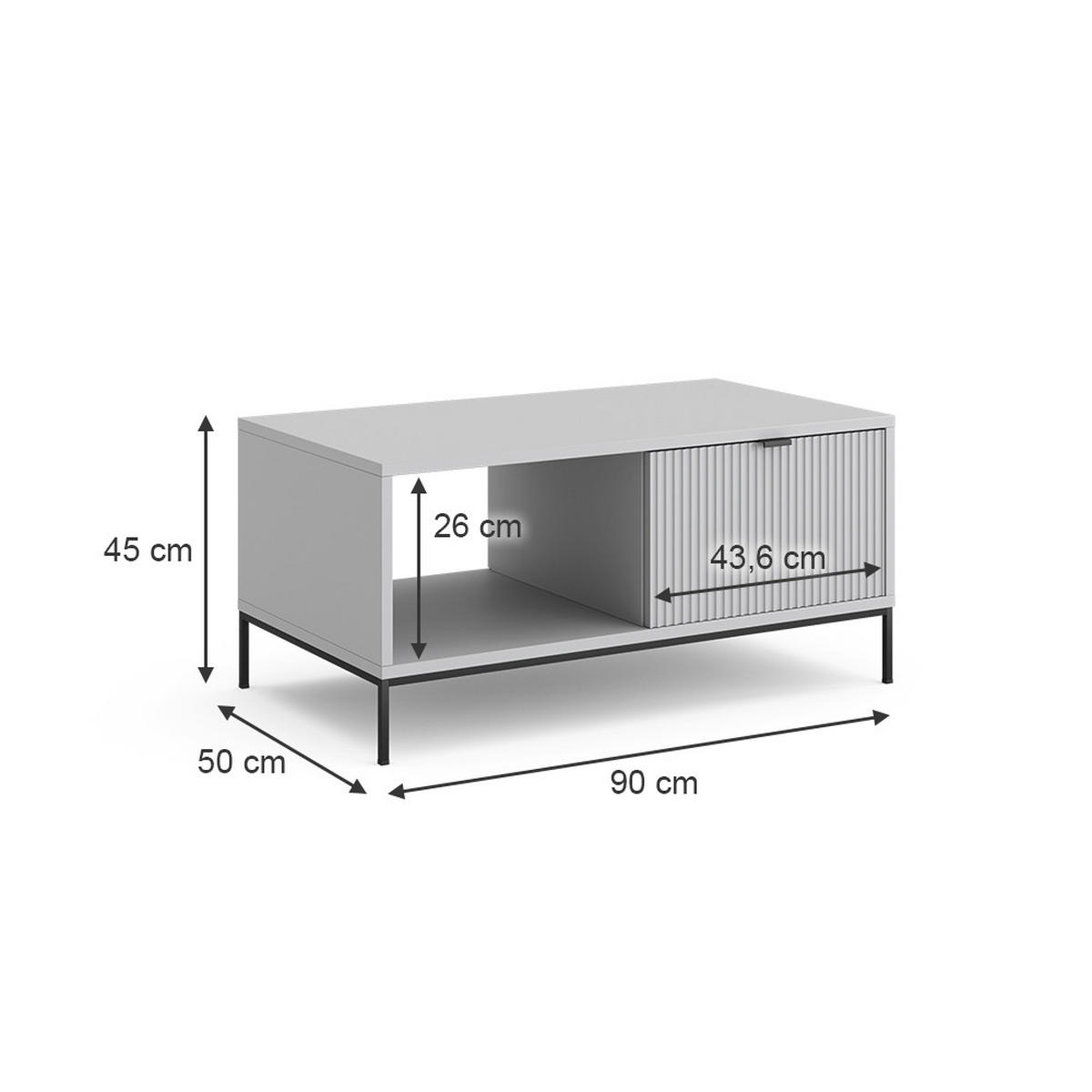 COUCHTISCH Eliza Grau 90 x 50 cm - Grau, Holzwerkstoff (50/90/45cm) - Vicco