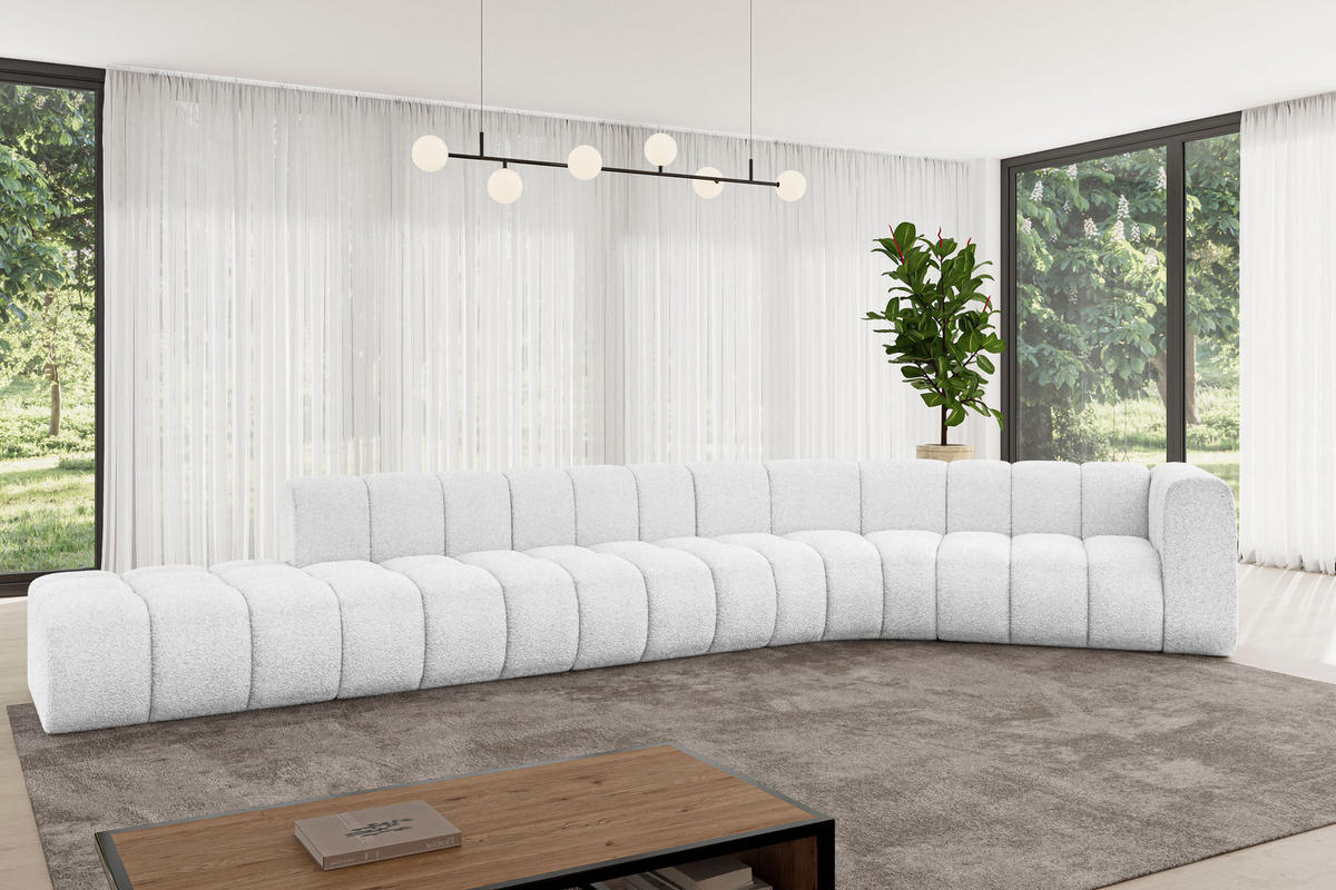 ECKSOFA modulares Sofa Tilmo-L2 - 490x194x70 cm Weiß - Weiß, Holzwerkstoff/Textil (490/194cm) - ALTDECOR