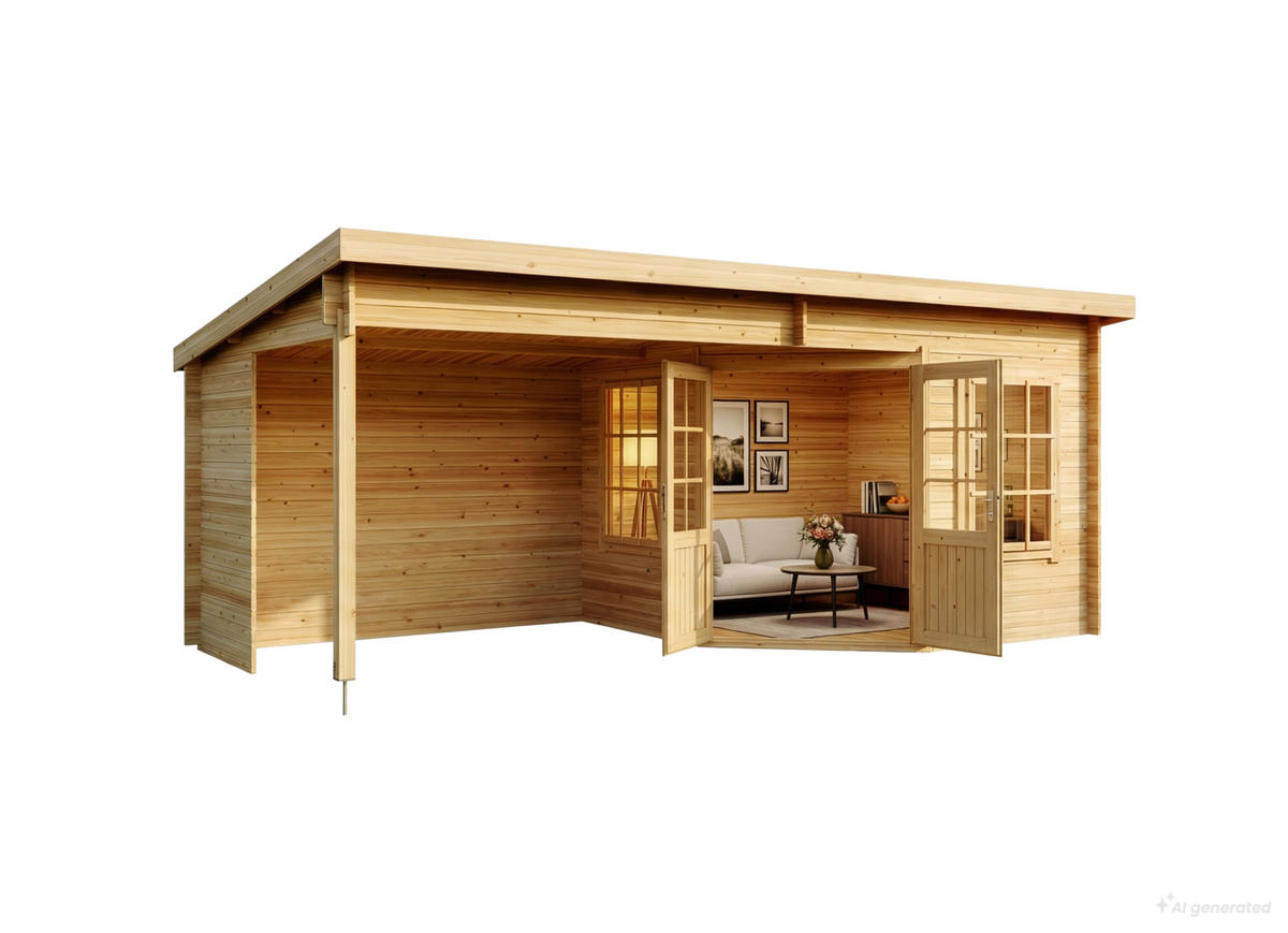 GARTENHAUS Holz Carl - Naturfarben, Holz (598/239/330cm) - Alpholz