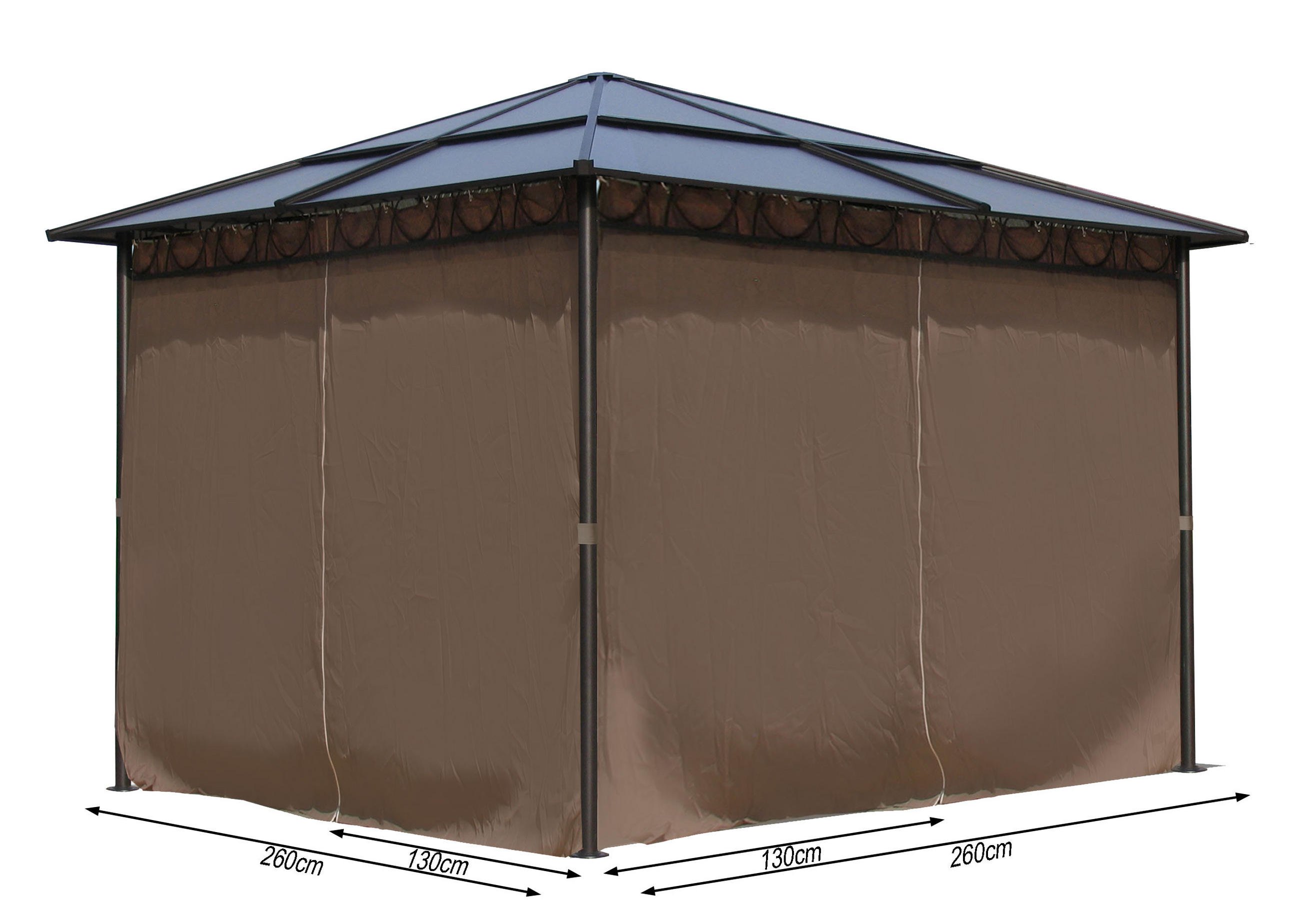 SEITENWAND Set Hardtop Pavillon 3x3m - Braun, Textil (260/205/260cm) - QUICK STAR