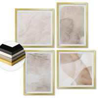 WANDBILDER 4er Set - 50x50 cm & 40x60 cm Goldrahmen - Aquarellfarben, Boho-Texturen - Goldfarben, Kunststoff (50/50cm) - ArtPrintCave