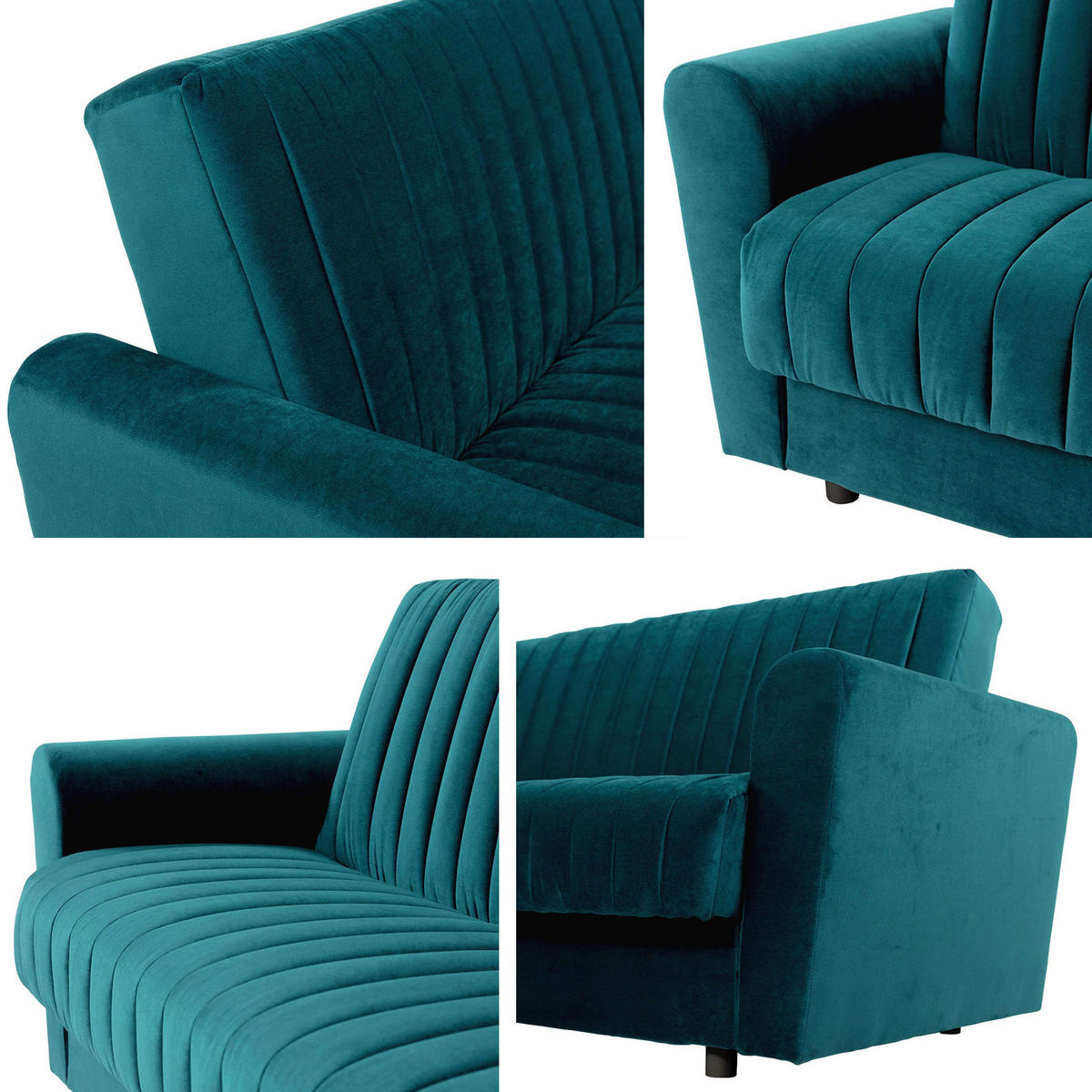SCHLAFSOFA Molly - Schwarz/Hellblau, Holz/Kunststoff (230/87/90cm) - MIRJAN24