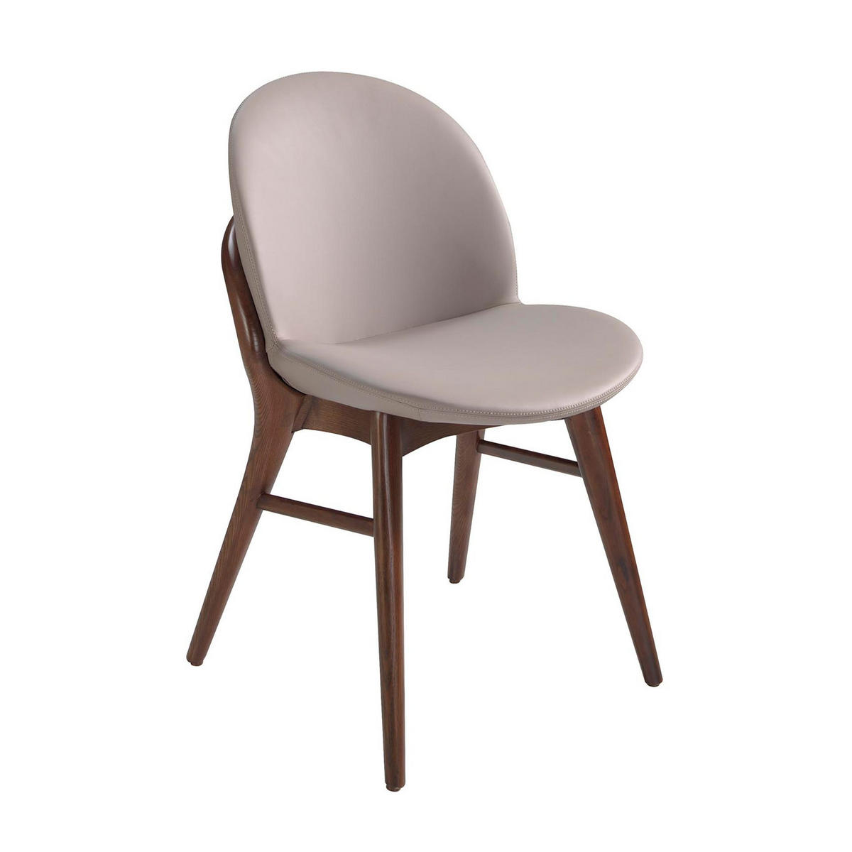 STUHL aus nerzfarbenem Stoff 47/59/81 cm - Taupe/Fango, Leder/Holz (47/81/59cm) - ANGEL CERDA