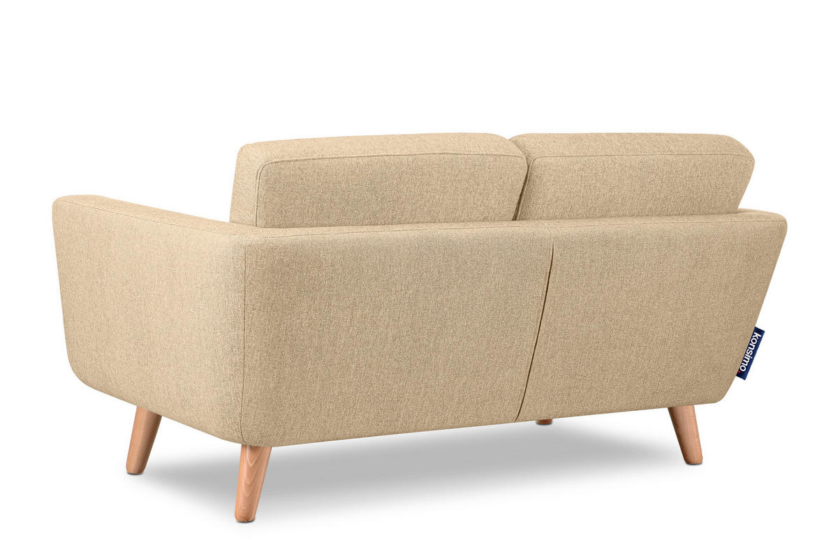 2-SITZER-SOFA TAGIO II mit Armlehnen, Creme/Braun - Creme/Braun, Textil (88/80/153cm) - KONSIMO®