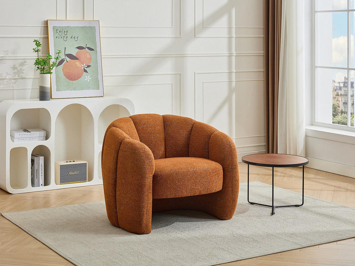 MUSCHELSESSEL - Chenille-Stoff - Terracotta - DELIPO - Braun, Textil (93/73/76cm) - Vente-Unique