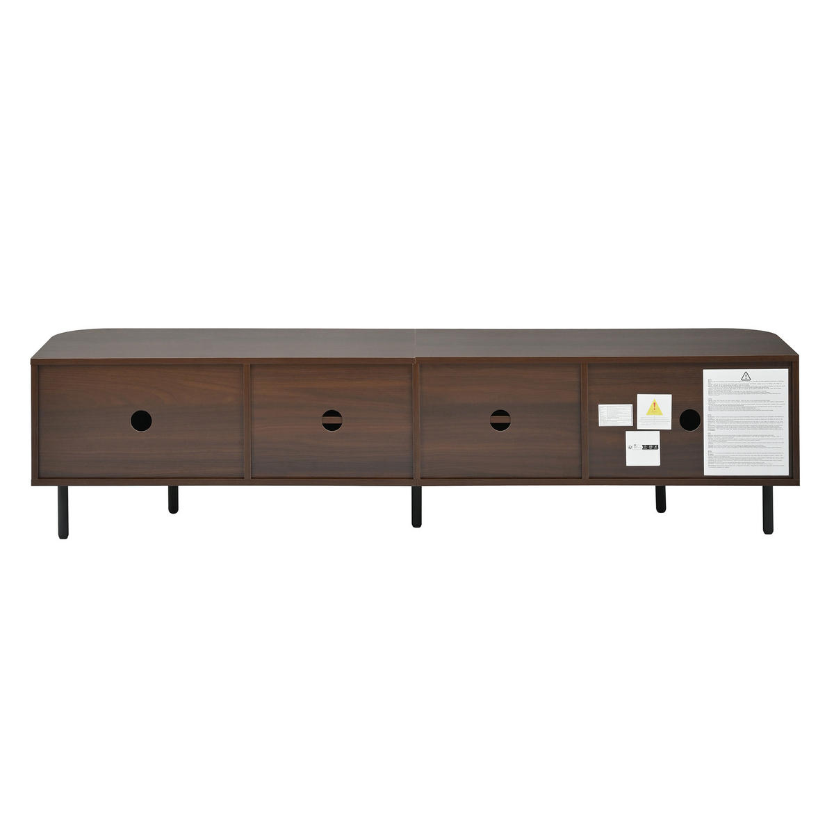 TV-LOWBOARD 180 x 40 x 45 cm aus MDF, Rattanoptik, 4 Türen, Metallfüße, Walnuss - Walnussfarben, Holzwerkstoff (180/45/40cm)