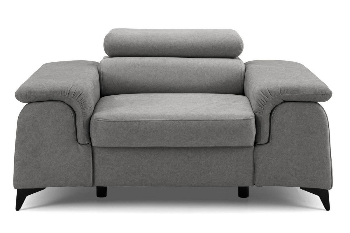 SESSEL PLAZA mit verstellbare Kopfstütze Velours Grau - Schwarz/Grau, Holz/Textil (130/95/100cm) - Muffo