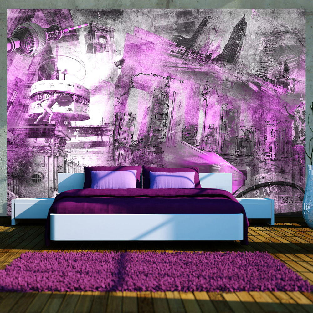 VLIESTAPETE Schwarz-Weiß 350/245 cm - Lila/Schwarz, Textil (350/1cm) - KUNSTLOFT
