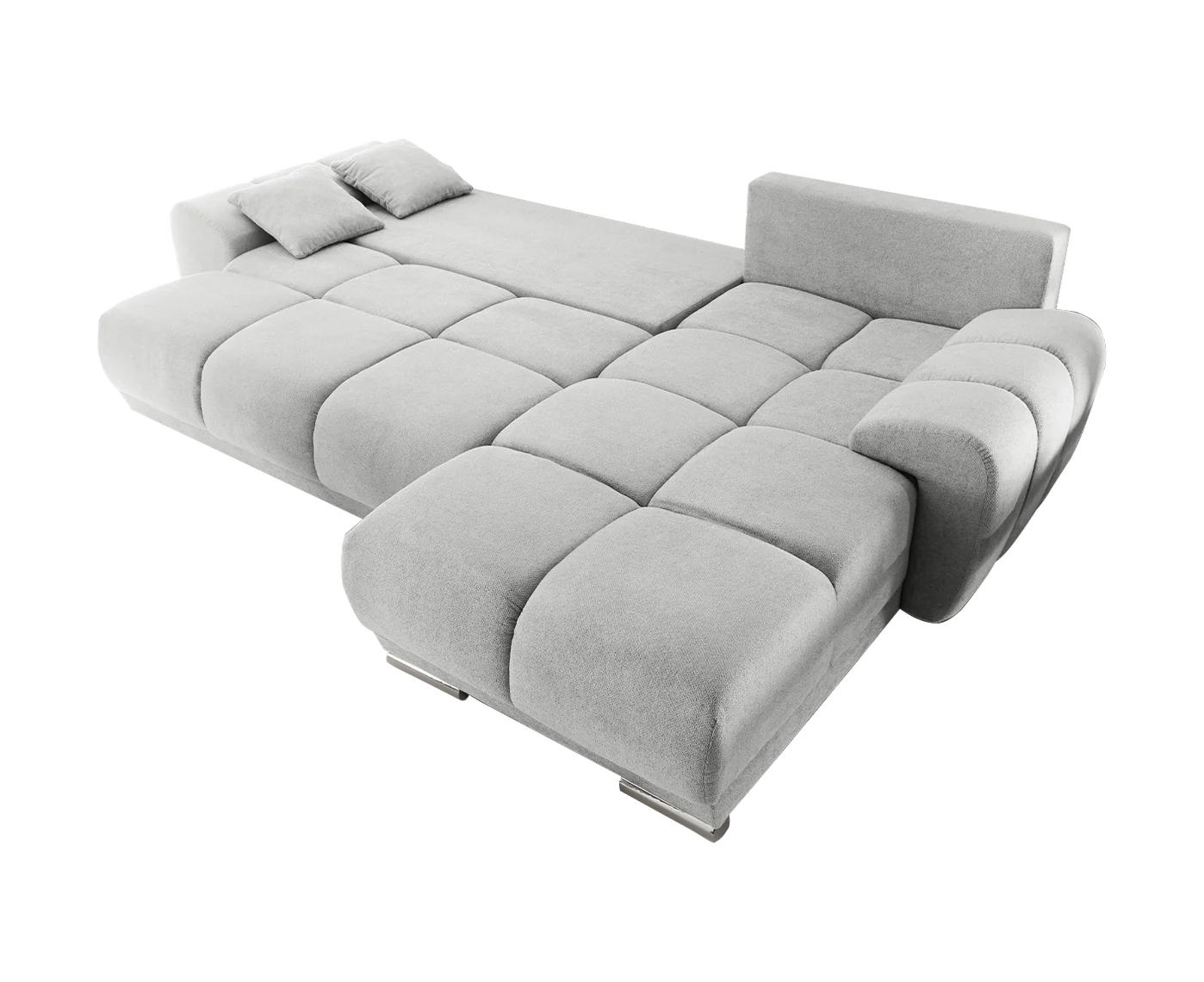ECKSOFA beidseitig montierbar, Schlaffunktion mit Bettkasten - Chromfarben/Silberfarben, Textil (289/189cm) - ed exciting design