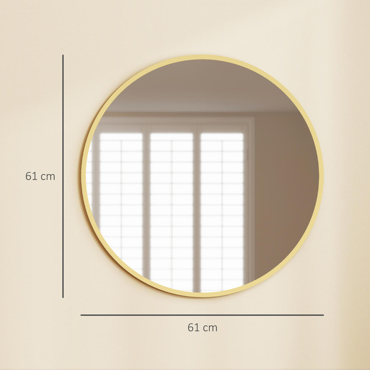 WANDSPIEGEL Aluminiumlegierung Glas Gold - Goldfarben, Metall (1/61/61cm) - HOMCOM