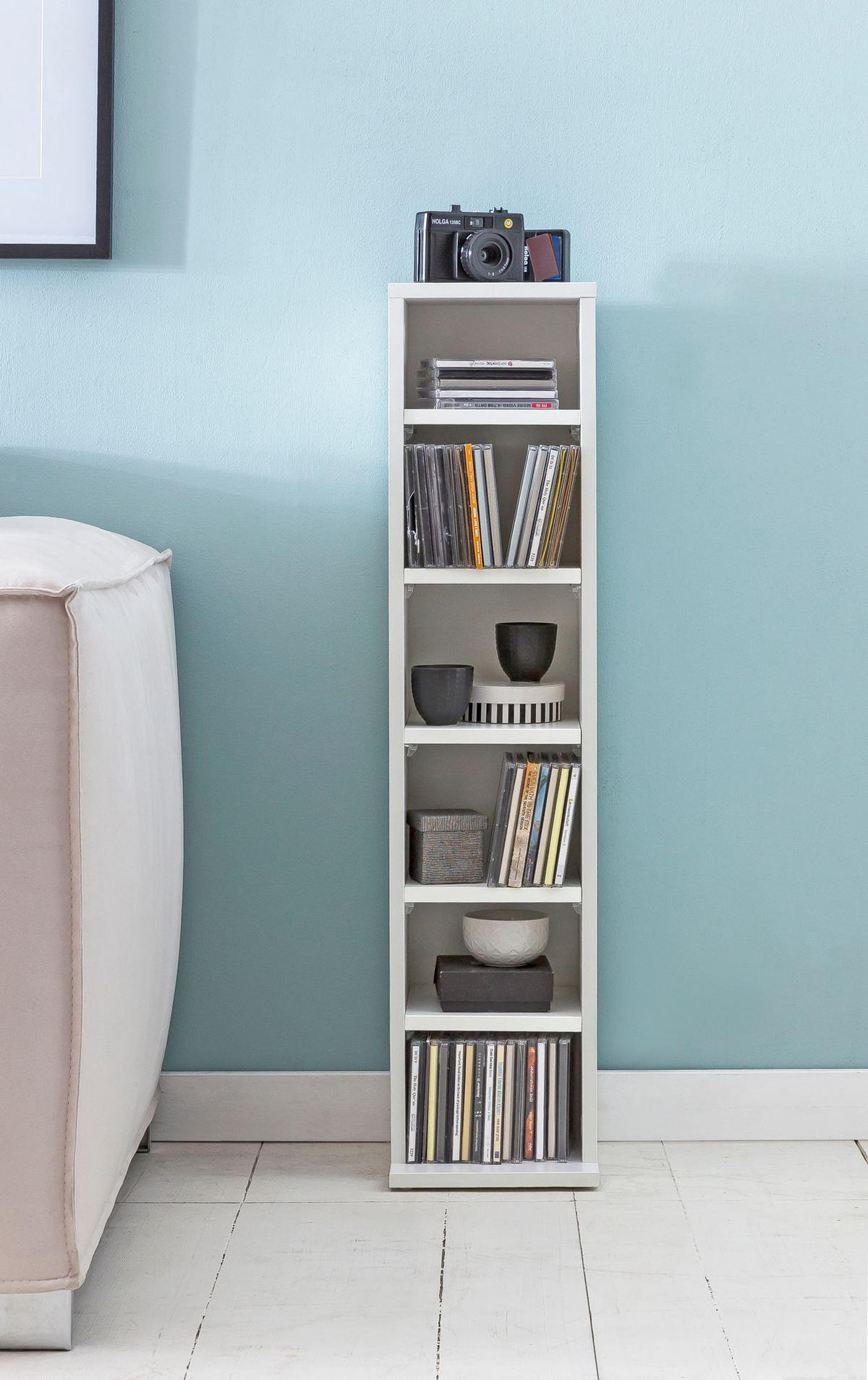 CD-REGAL – Holz, 6 Fächer, modern - Weiß, Holz (21/90/20cm) - KADIMA DESIGN