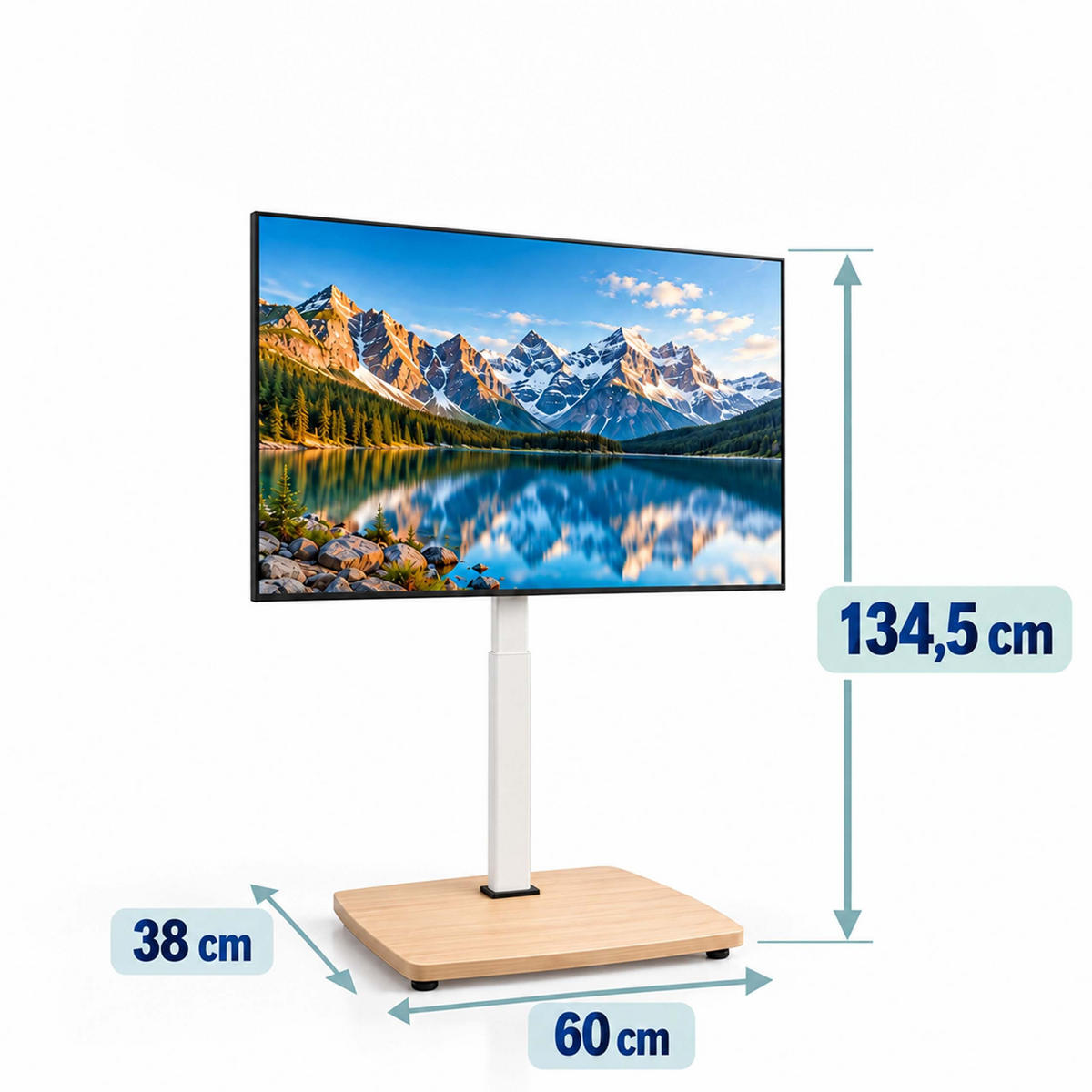 TV-STOJAN Prírodne biely na kolieskach 43-75 palcov - biela, kov/kompozitné drevo (60/134.5/38cm) - Relaxdays