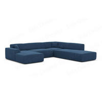 WOHNLANDSCHAFT Genova Blau Strukturstoff - Blau, Kunststoff (326/70/263cm)