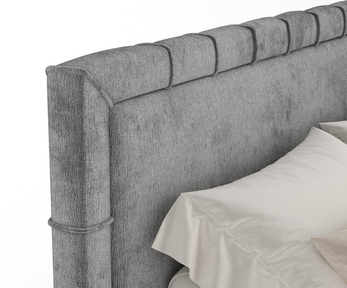 BOXSPRINGBETT Rosabel Grau 140/200 cm mit Matratze und Topper - Schwarz/Grau, Holz/Holzwerkstoff (140/200cm) - Maison de Reve