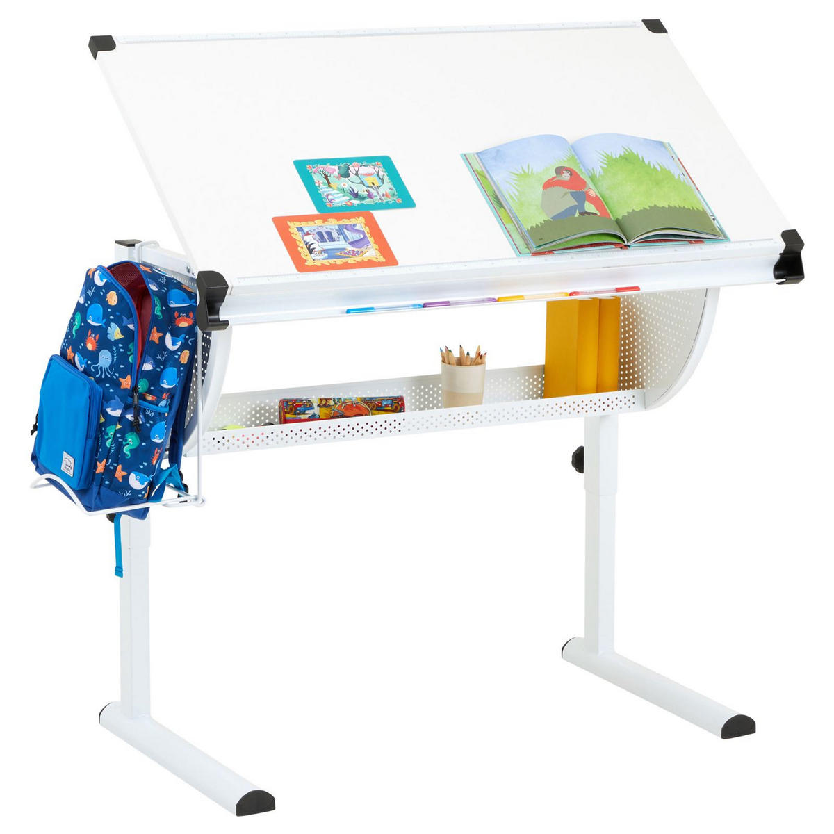 KINDERSCHREIBTISCH SARI weiß/weiß - Weiß, Holzwerkstoff/Metall (111/93/60cm) - CARO-Möbel