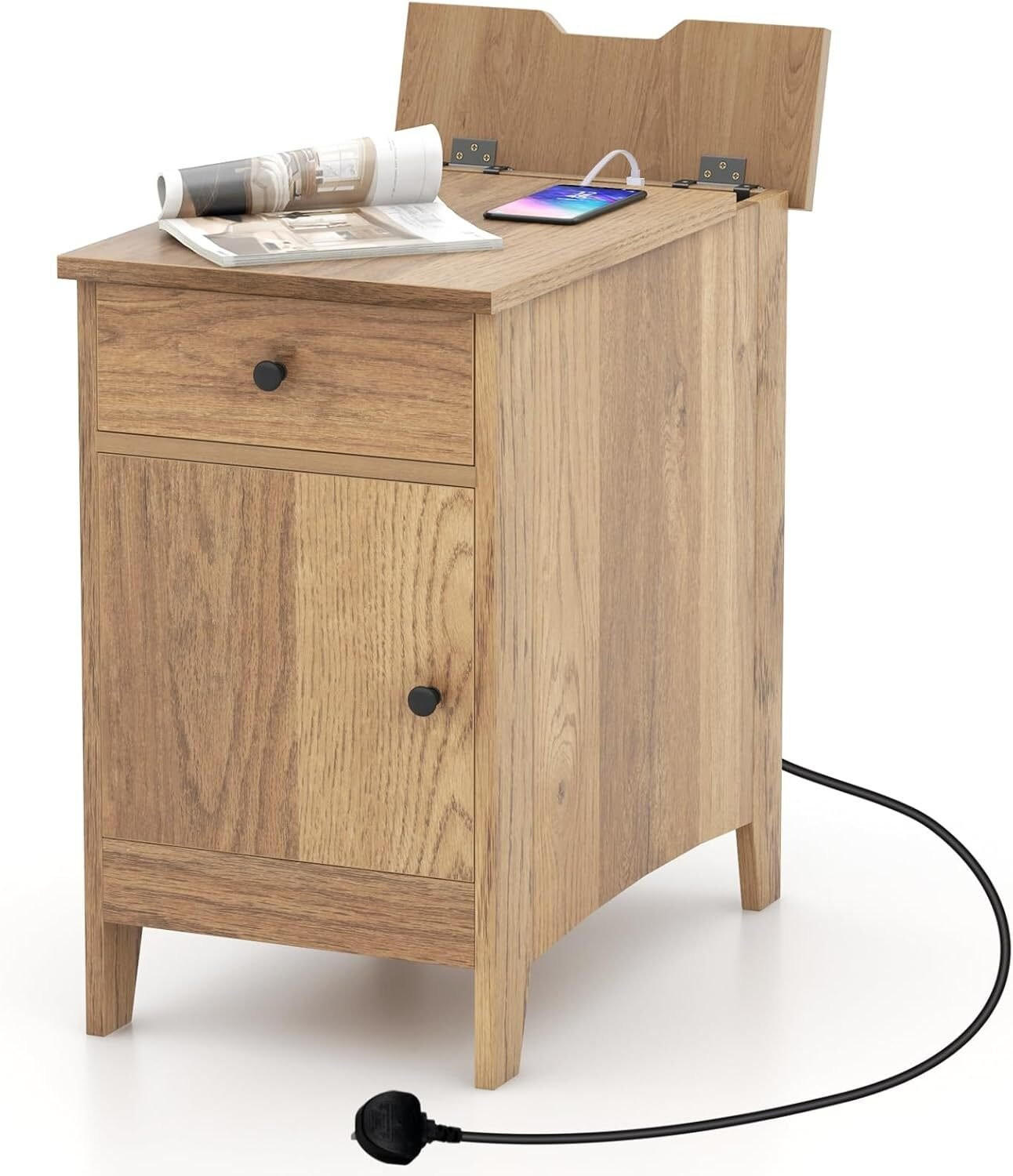 BEISTELLTISCH 60cm Natur - Naturfarben, Holz (60/35/60cm) - COSTWAY