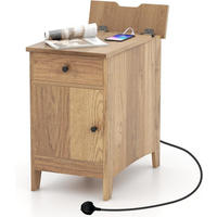 BEISTELLTISCH 60cm Natur - Naturfarben, Holz (60/35/60cm) - COSTWAY
