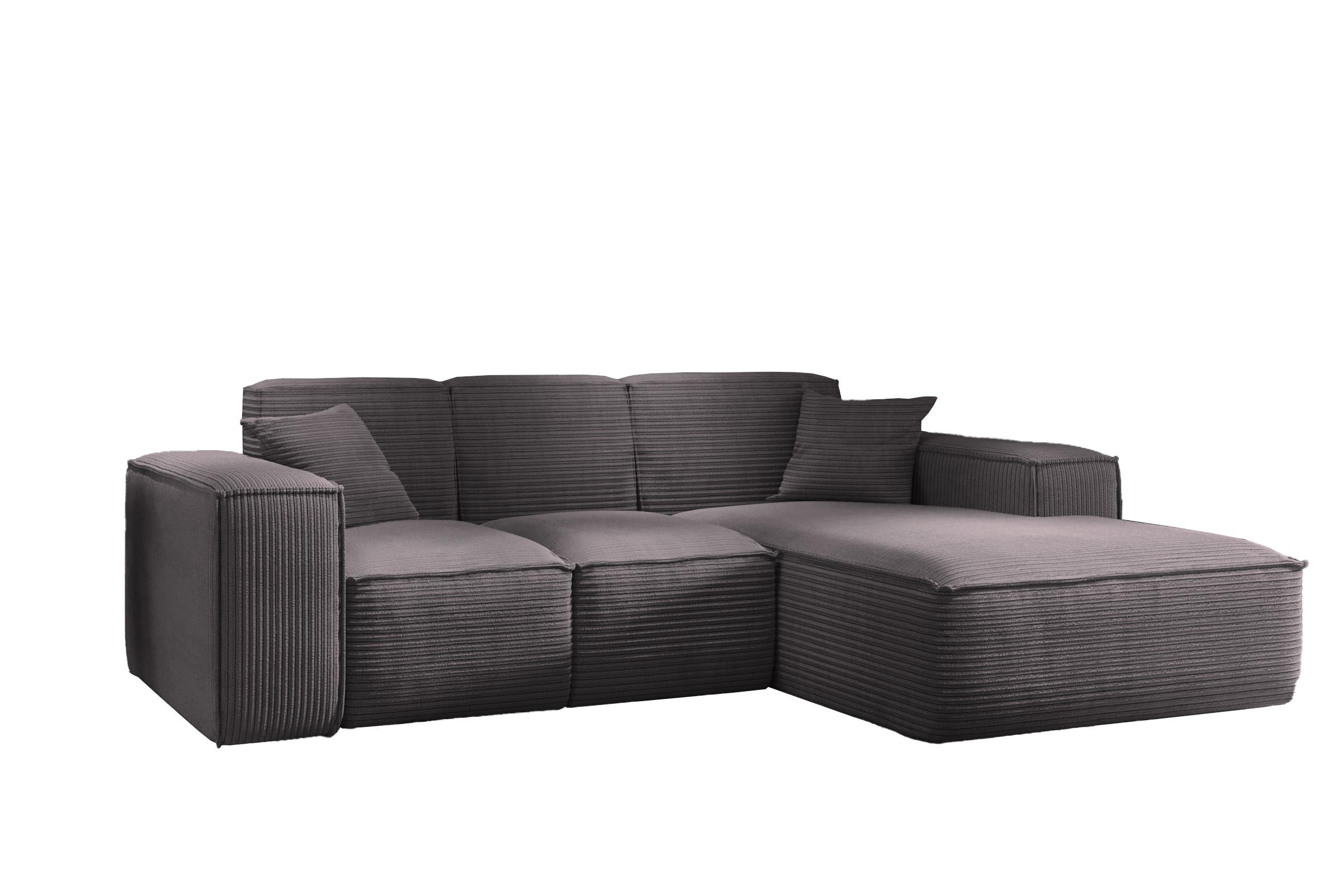 ECKSOFA L-Form Wohnzimmer SIENA Stoff Poso Dunkelgrau Rechts - Dunkelgrau, Holz/Textil (266/165cm) - Kaiser Möbel