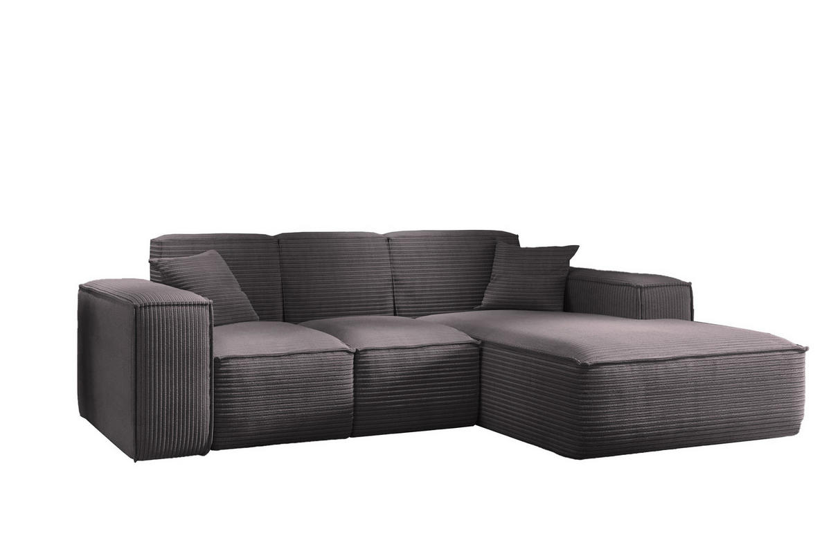 ECKSOFA L-Form Wohnzimmer SIENA Stoff Poso Dunkelgrau Rechts - Dunkelgrau, Holz/Textil (266/165cm) - Kaiser Möbel