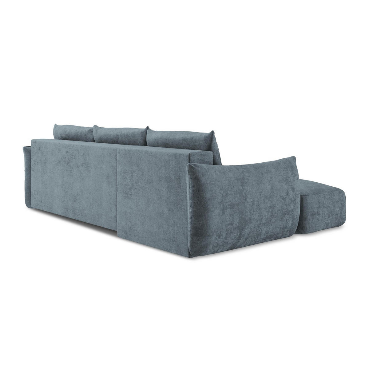 ECKSOFA mit Schlaffunktion links Chenille Stoff Blau - Pastellblau/Schwarz, Holzwerkstoff/Kunststoff (242/162cm) - LaMiaSofa
