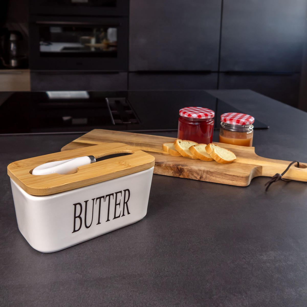 BUTTERDOSE - Weiß, Keramik (9.5/8.5/16cm) - Intirilife