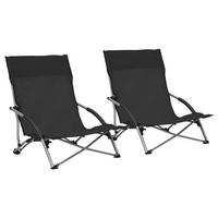 KLAPPBARE Strandstühle 2Er Set Schwarz Stoff - Schwarz, Textil (65.5/66/55.5cm) - vidaXL