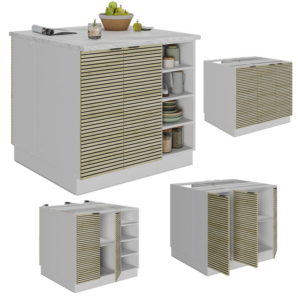 KUCHYŇSKÝ OSTROV Fame-Line Dubový panel - bílá/barva dubu, kompozitní dřevo (90/82/60cm) - Vicco