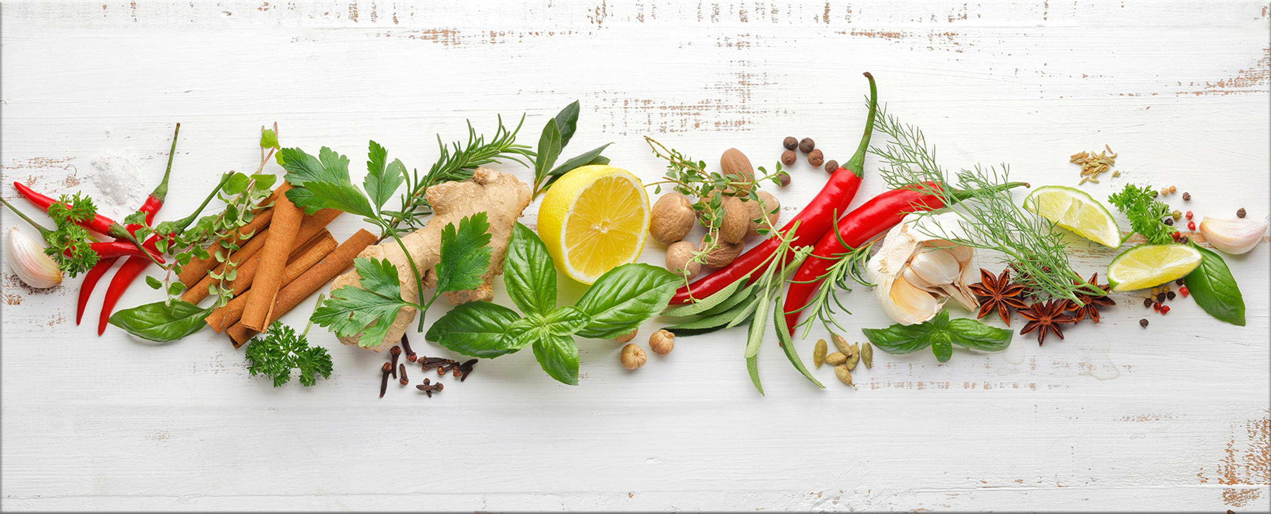 GLASBILD 125x50 cm Bild Küche Kräuter - Multicolor, Glas (125/50cm) - artissimo