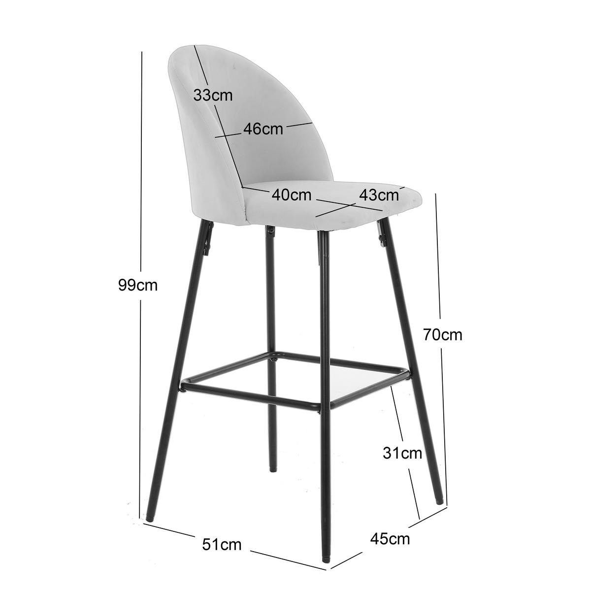 BARHOCKER 2er-Set Metall Weiß - Weiß, Metall (45/99/51cm) - Nordlys