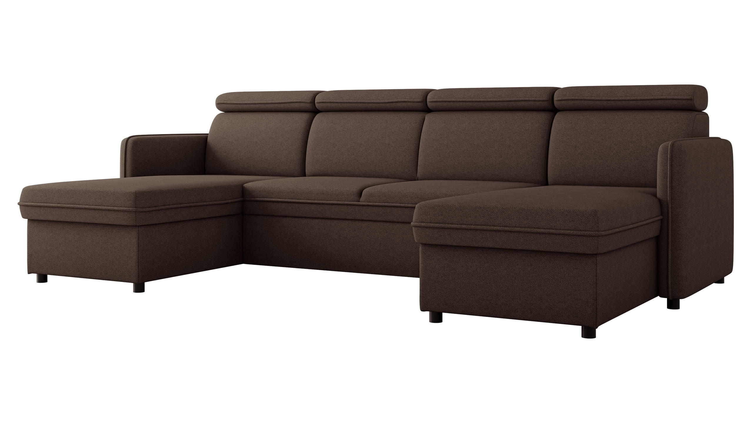 WOHNLANDSCHAFT Barcelo U - Schwarz/Braun, Holz/Textil (284/84/166cm) - MIRJAN24