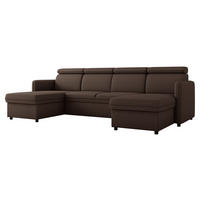 WOHNLANDSCHAFT Barcelo U - Schwarz/Braun, Holz/Textil (284/84/166cm) - MIRJAN24