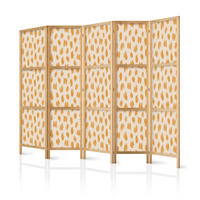 PARAVENT Japanischer 5-tlg 225x172 cm Beige Abstraktion - Gelb, Holz/Textil (225/172/3cm) - Muralo