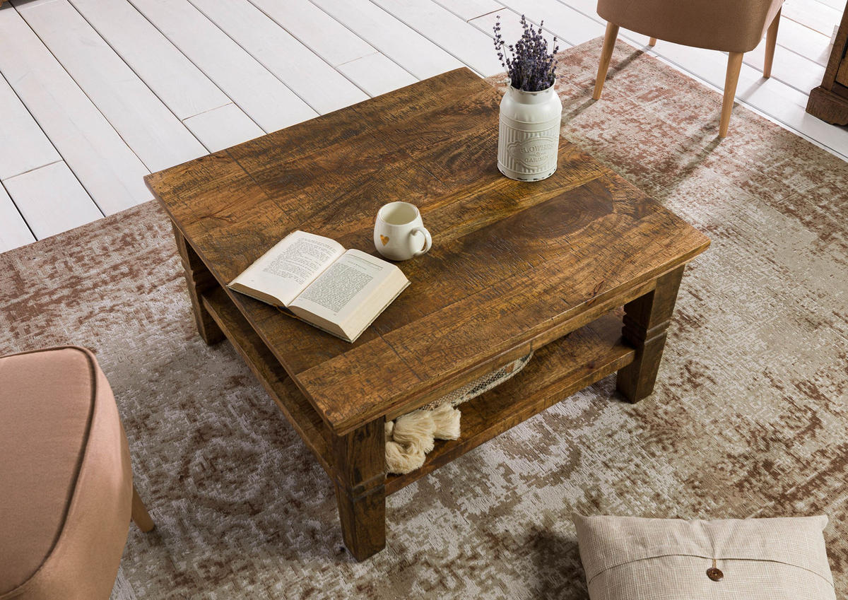 COUCHTISCH Mango 85x85x45 dunkelbraun geölt RODEZ #122 - Dunkelbraun, Holz (85/85/45cm) - Massivmoebel24