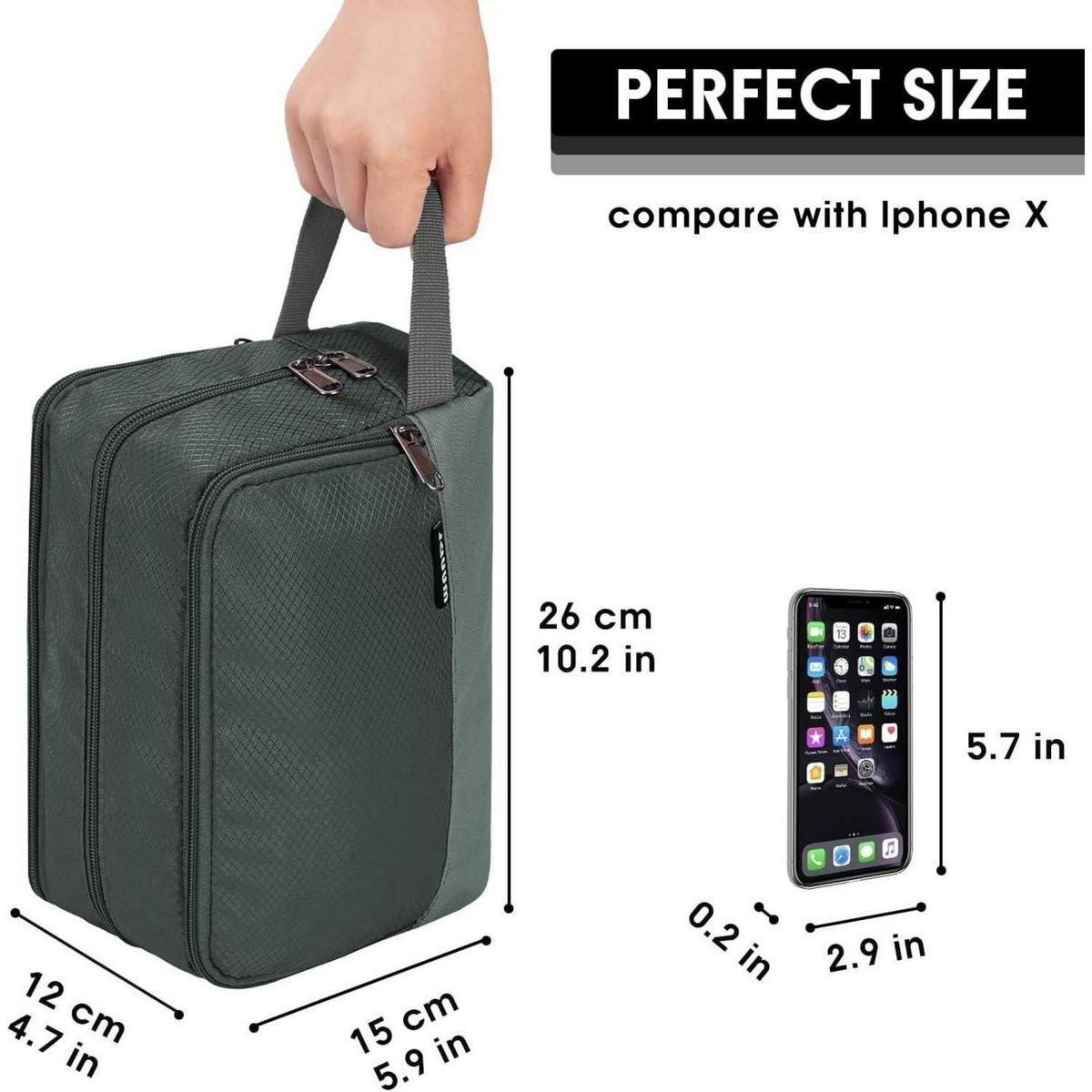 KULTURBEUTEL als praktischer Reise-Toilettenorganizer, grau - Grau, Textil (5/2/5cm)