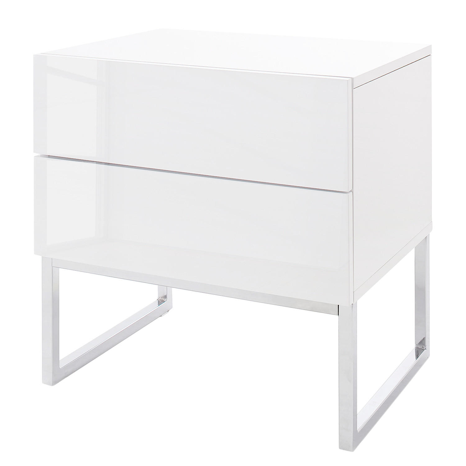 NACHTKOMMODE - Weiß Hochglanz, Holzwerkstoff (50/50/40cm) - home24