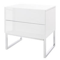 NACHTKOMMODE - Weiß Hochglanz, Holzwerkstoff (50/50/40cm) - home24