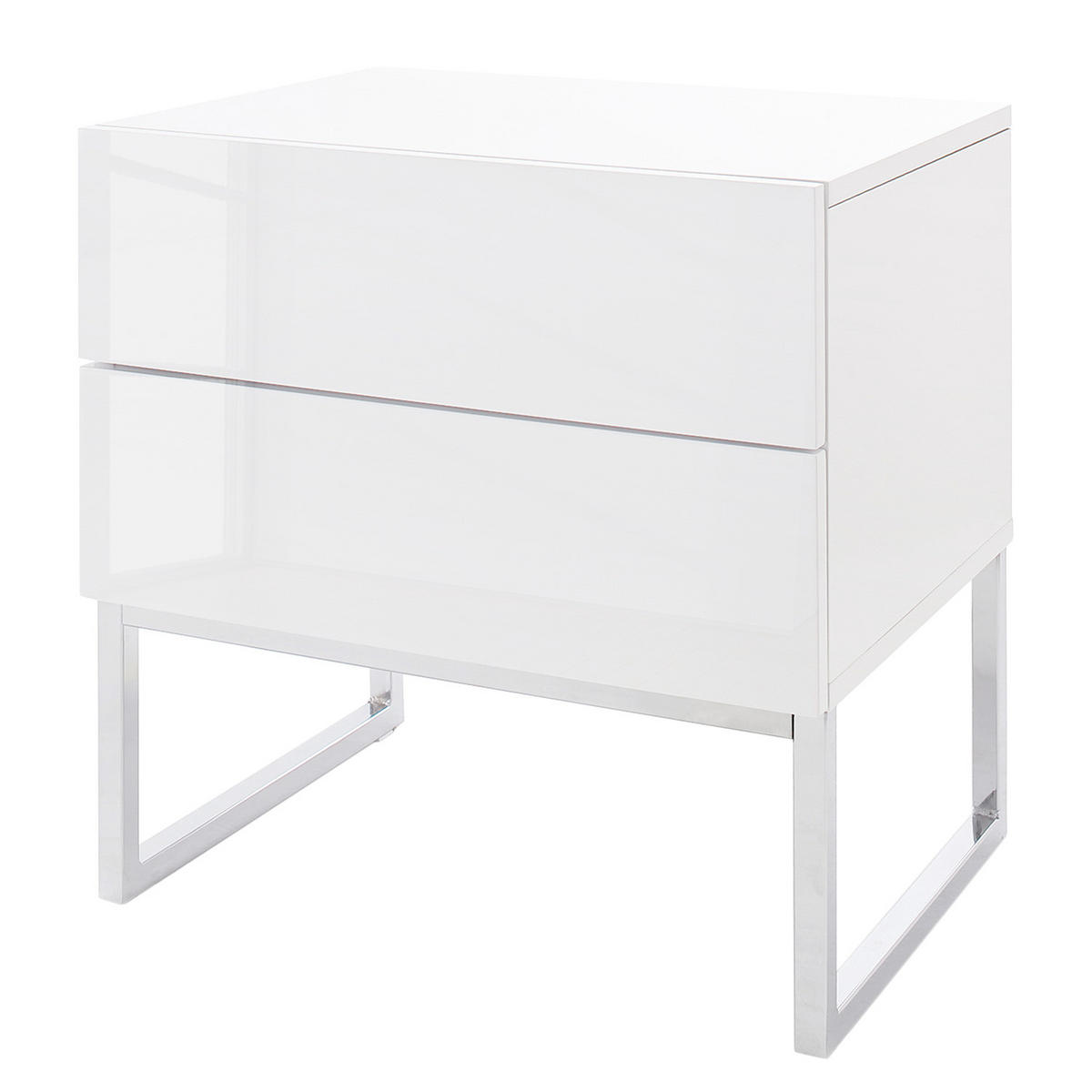 NACHTKOMMODE - Weiß Hochglanz, Holzwerkstoff (50/50/40cm) - home24