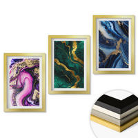 WANDBILDER 3er Set - 20x30 cm Goldrahmen - Abstrakte rosagrüne Muster - Goldfarben, Kunststoff (20/30cm) - ArtPrintCave