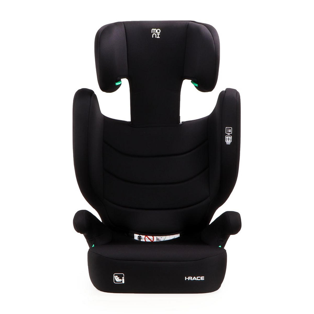 SITZERHÖHUNG i-Race i-Size schwarz 100-150 cm Isofix Rückenlehne abnehmbar Kopfstütze - Schwarz, Kunststoff (45/59/41cm) - Moni