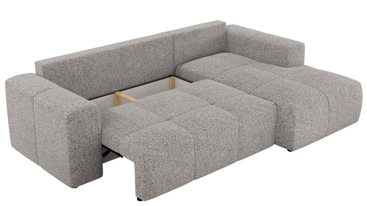 ECKSOFA MONIVA Hellgrau Strukture - Rechts - Hellgrau/Schwarz, Textil (266/164cm) - MKS