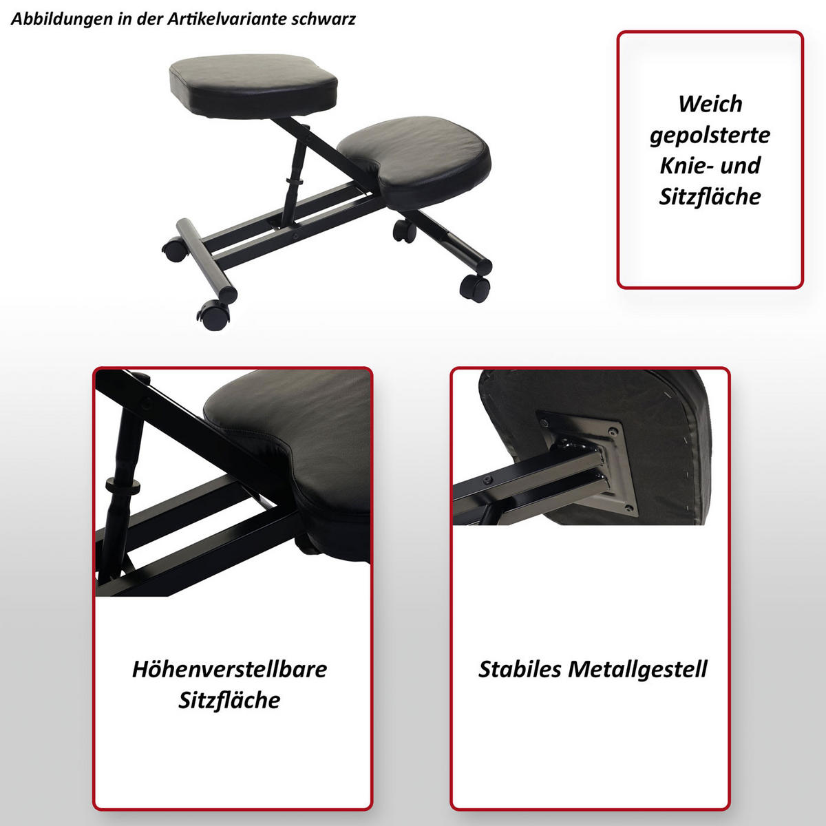 KNIESTUHL ROLLBAR Grau - Grau, Textil (50/67/67cm) - MCW