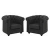 LEDERSESSEL 2er-Set - Büffelleder - Schwarz - CHESTERFIELD - Schwarz, Leder (78/72/82cm) - Vente-Unique